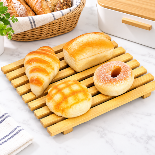 Slotted Wooden Bread Cooling Rack & Serving Tray Bowlift