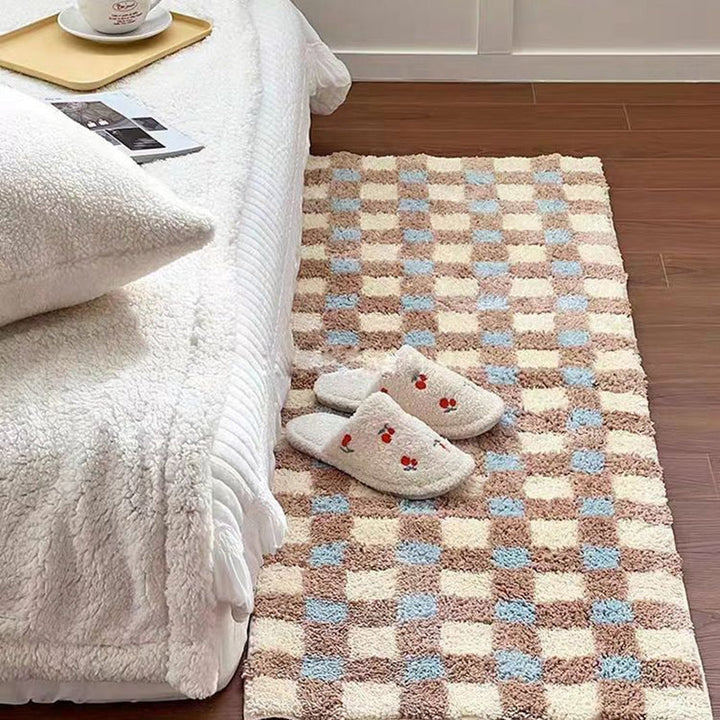 BowLift | Plush Plaid Flocking Floor Mat for Bedroom and Beyond