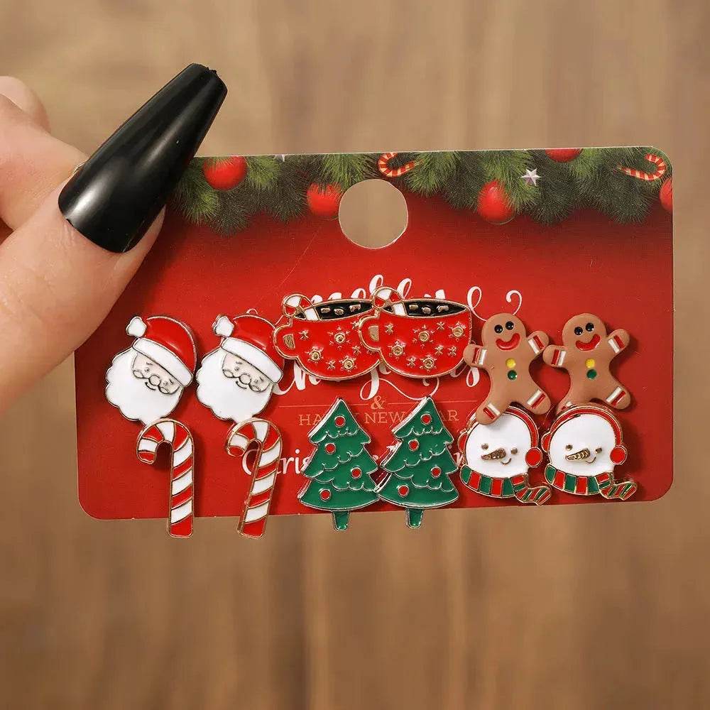 BowLift | Christmas Stud Combination Suit Snowflake Elk Earrings