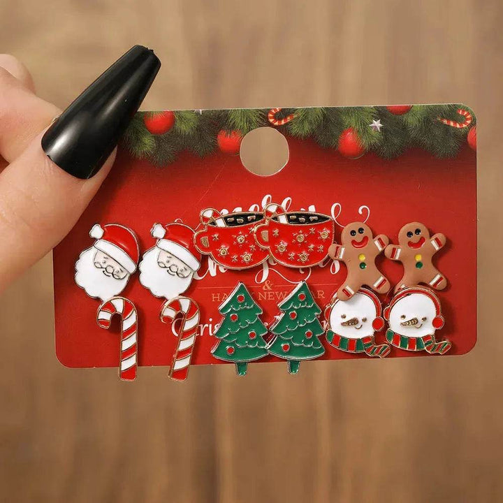 BowLift | Christmas Stud Combination Suit Snowflake Elk Earrings