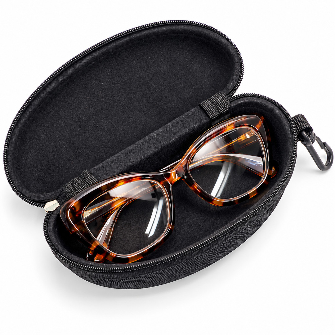 Protective Hard Shell Eyewear Case with Zipper and Carabiner Bowlift