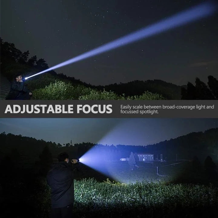 Rechargeable LED Flashlight with Zoom and Aluminum Housing