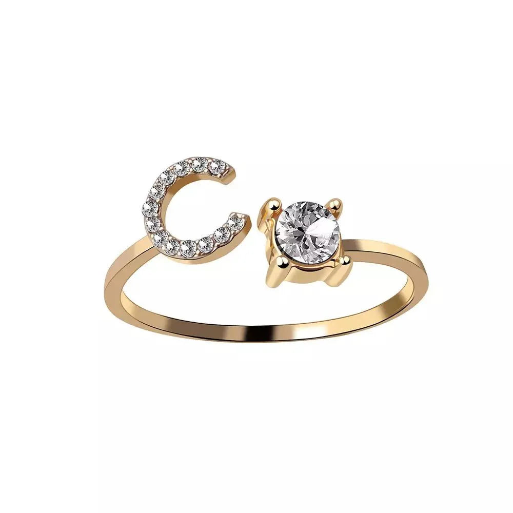 BowLift | Adjustable Dainty Diamond Letter Initial Ring