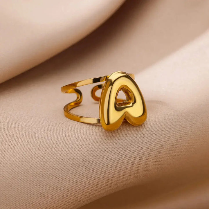 BowLift | Adjustable Open Band Bubble Letter Initial Ring