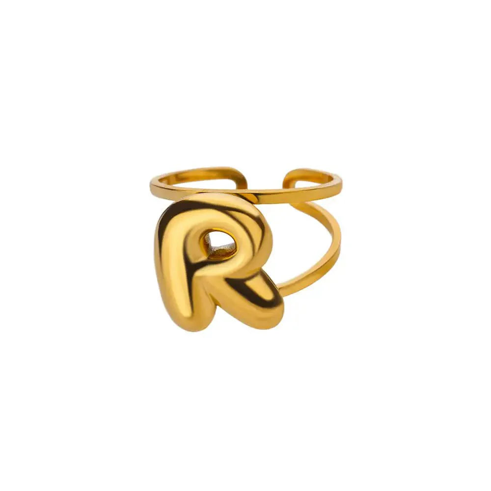 BowLift | Adjustable Open Band Bubble Letter Initial Ring