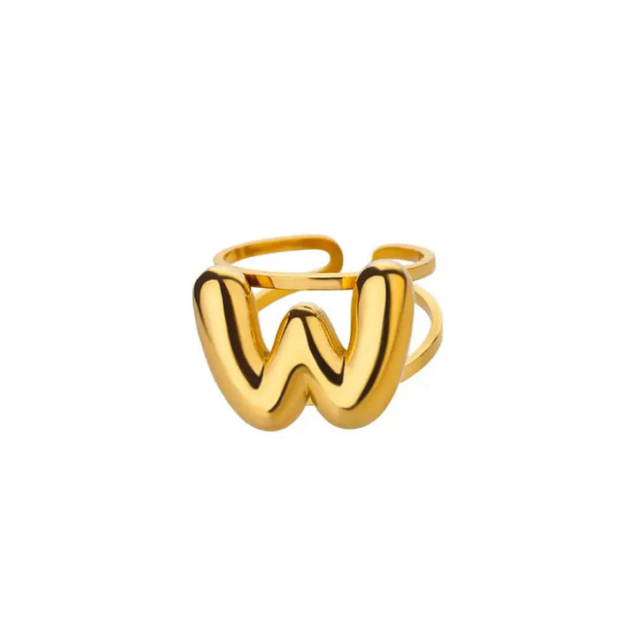 BowLift | Adjustable Open Band Bubble Letter Initial Ring
