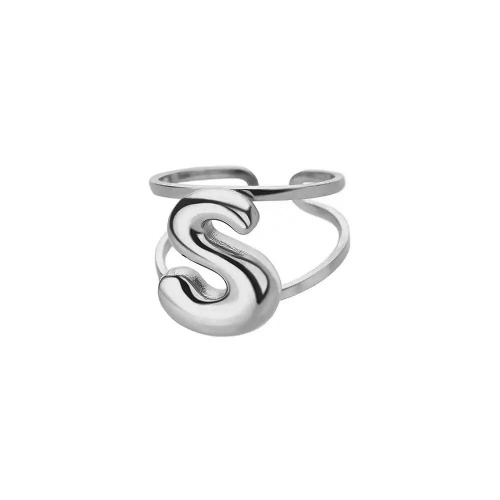 BowLift | Adjustable Open Band Bubble Letter Initial Ring