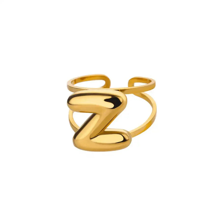 BowLift | Adjustable Open Band Bubble Letter Initial Ring