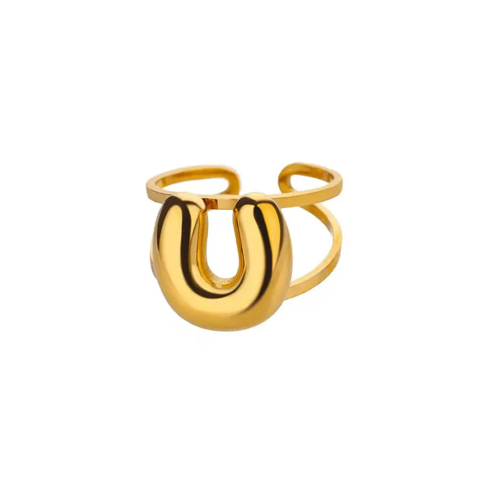 BowLift | Adjustable Open Band Bubble Letter Initial Ring