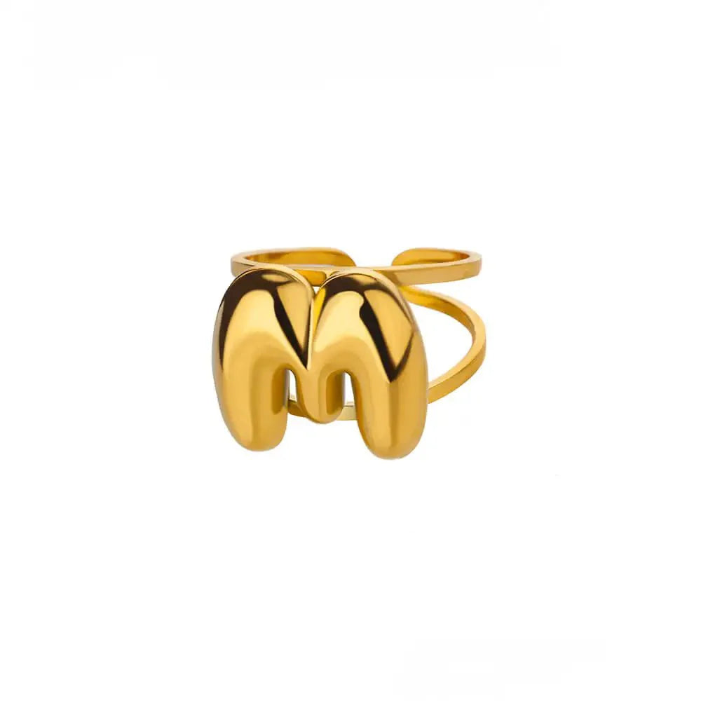 BowLift | Adjustable Open Band Bubble Letter Initial Ring