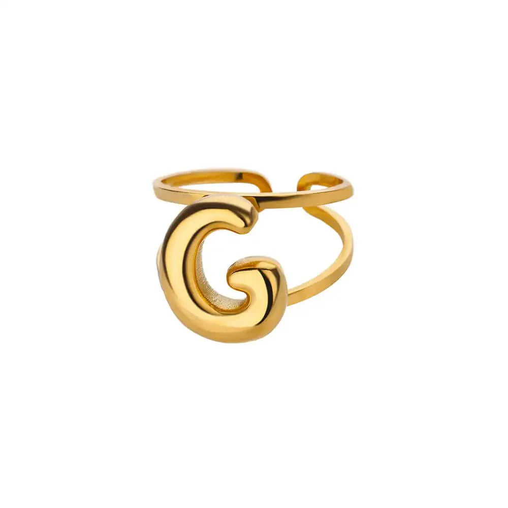 BowLift | Adjustable Open Band Bubble Letter Initial Ring