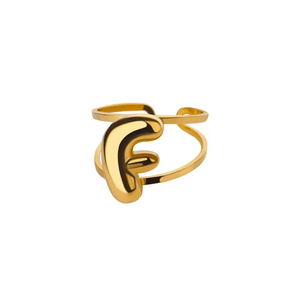 BowLift | Adjustable Open Band Bubble Letter Initial Ring