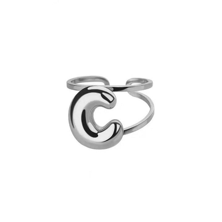 BowLift | Adjustable Open Band Bubble Letter Initial Ring
