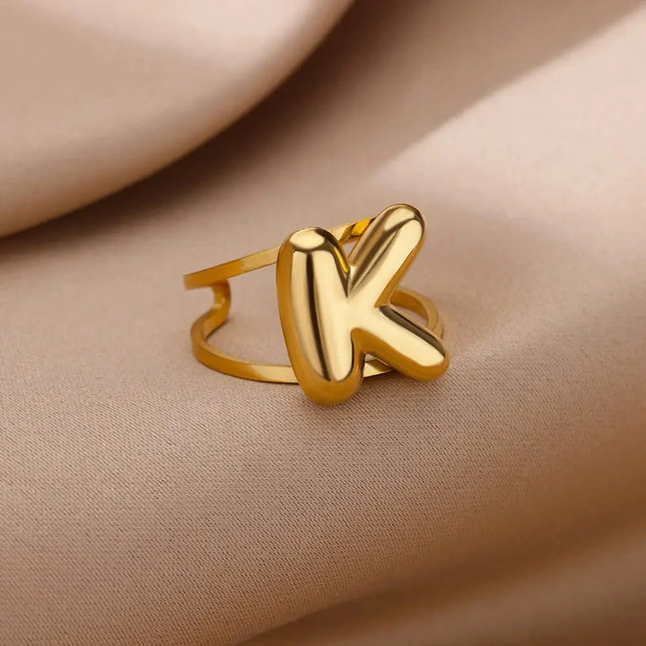 BowLift | Adjustable Open Band Bubble Letter Initial Ring