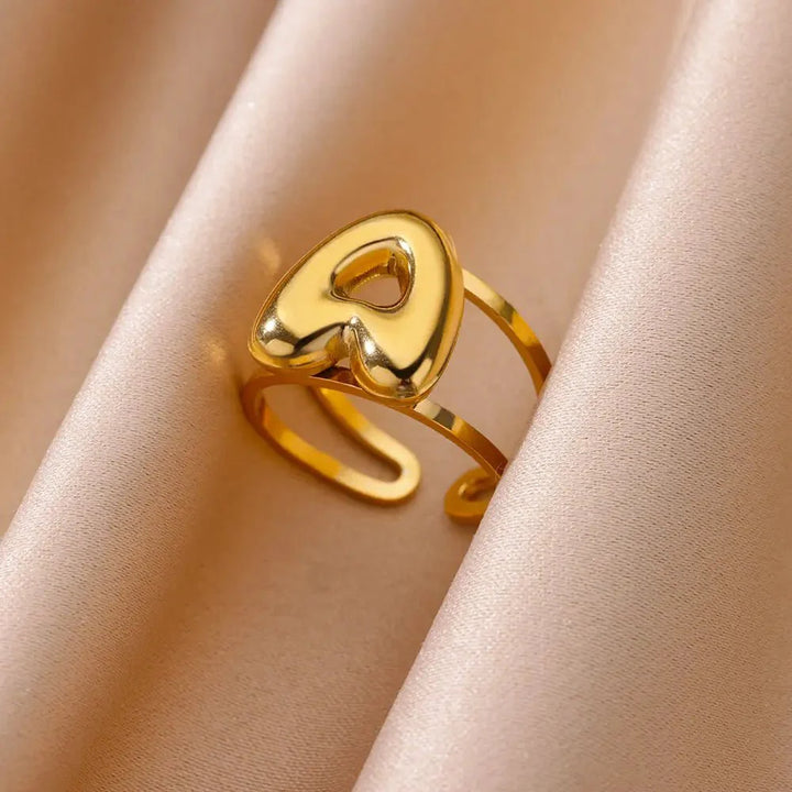 BowLift | Adjustable Open Band Bubble Letter Initial Ring