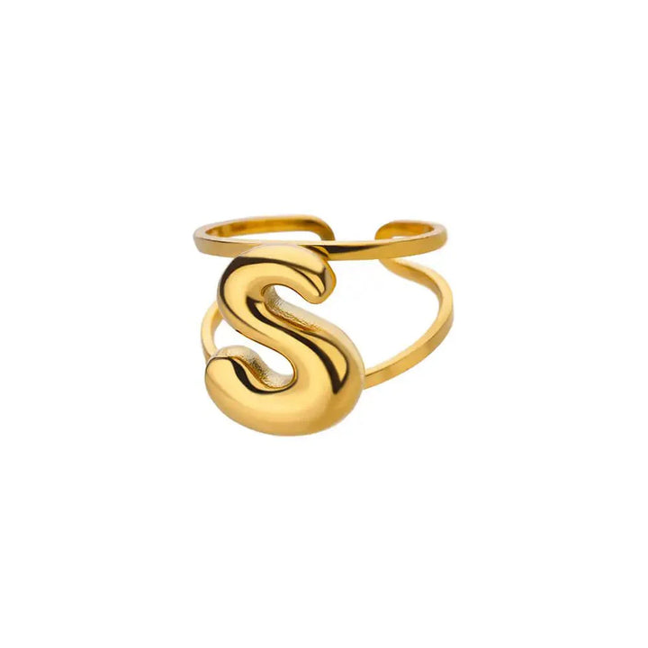 BowLift | Adjustable Open Band Bubble Letter Initial Ring