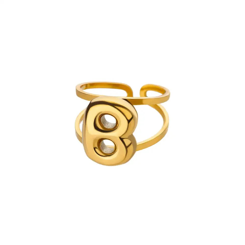 BowLift | Adjustable Open Band Bubble Letter Initial Ring