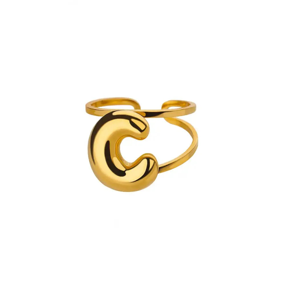 BowLift | Adjustable Open Band Bubble Letter Initial Ring