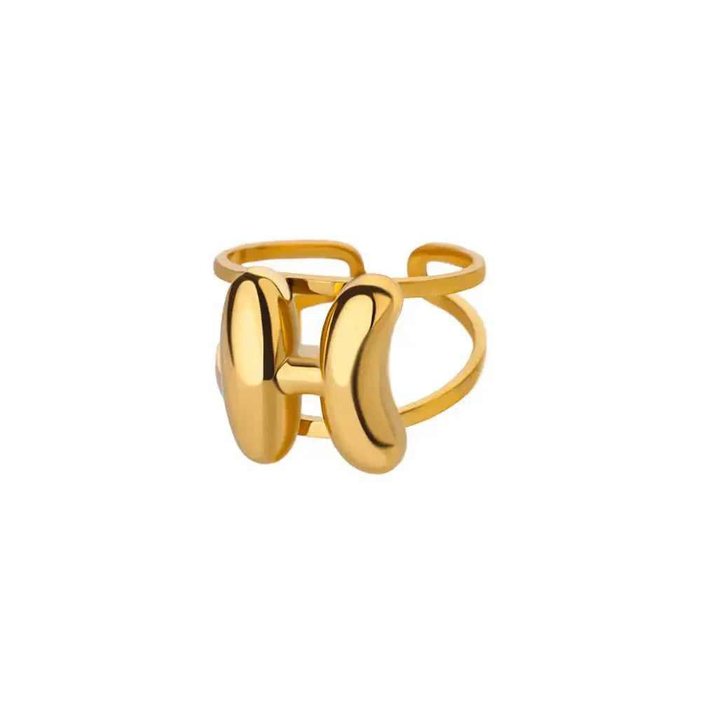 BowLift | Adjustable Open Band Bubble Letter Initial Ring