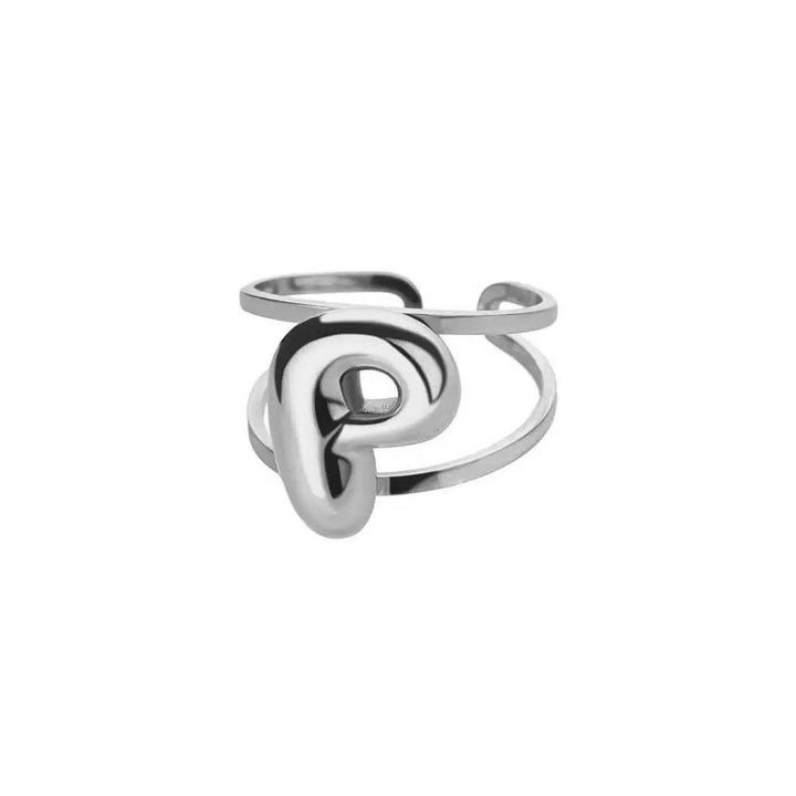 BowLift | Adjustable Open Band Bubble Letter Initial Ring