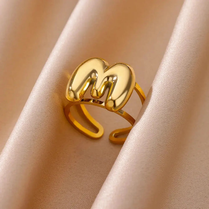 BowLift | Adjustable Open Band Bubble Letter Initial Ring