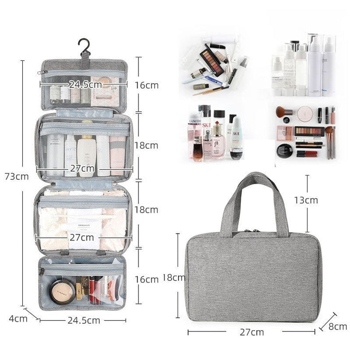 Waterproof Hanging Toiletry Bag with Four Zippered Compartments