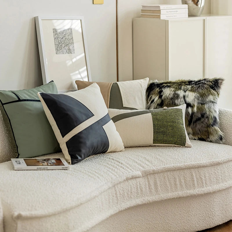 BowLift | Modern PU Leather Patchwork Cushion Cover
