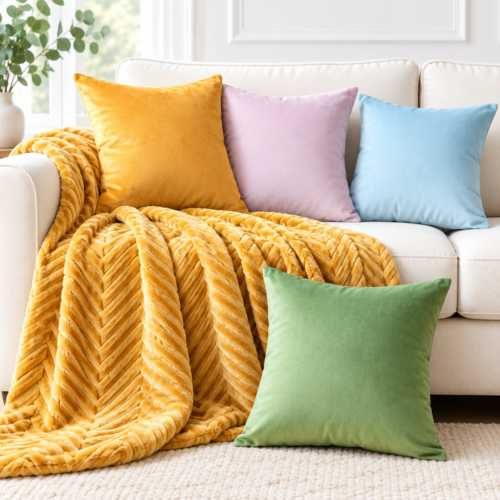 Velvet Square Decorative Throw Pillow Set Bowlift