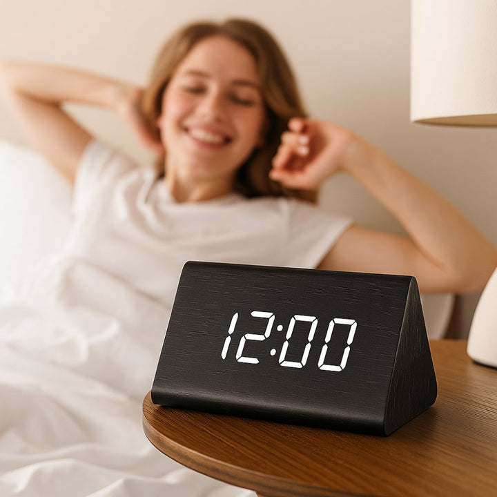 BowLift | Elora Wooden LED Alarm Clock Digital Display