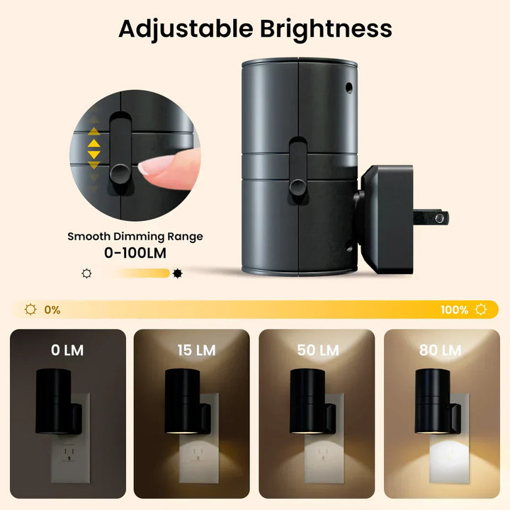 BowLift | Dimmable Plug-In Night Light with Motion Sensor - LED Light for Bedrooms, Hallways, and Stairs