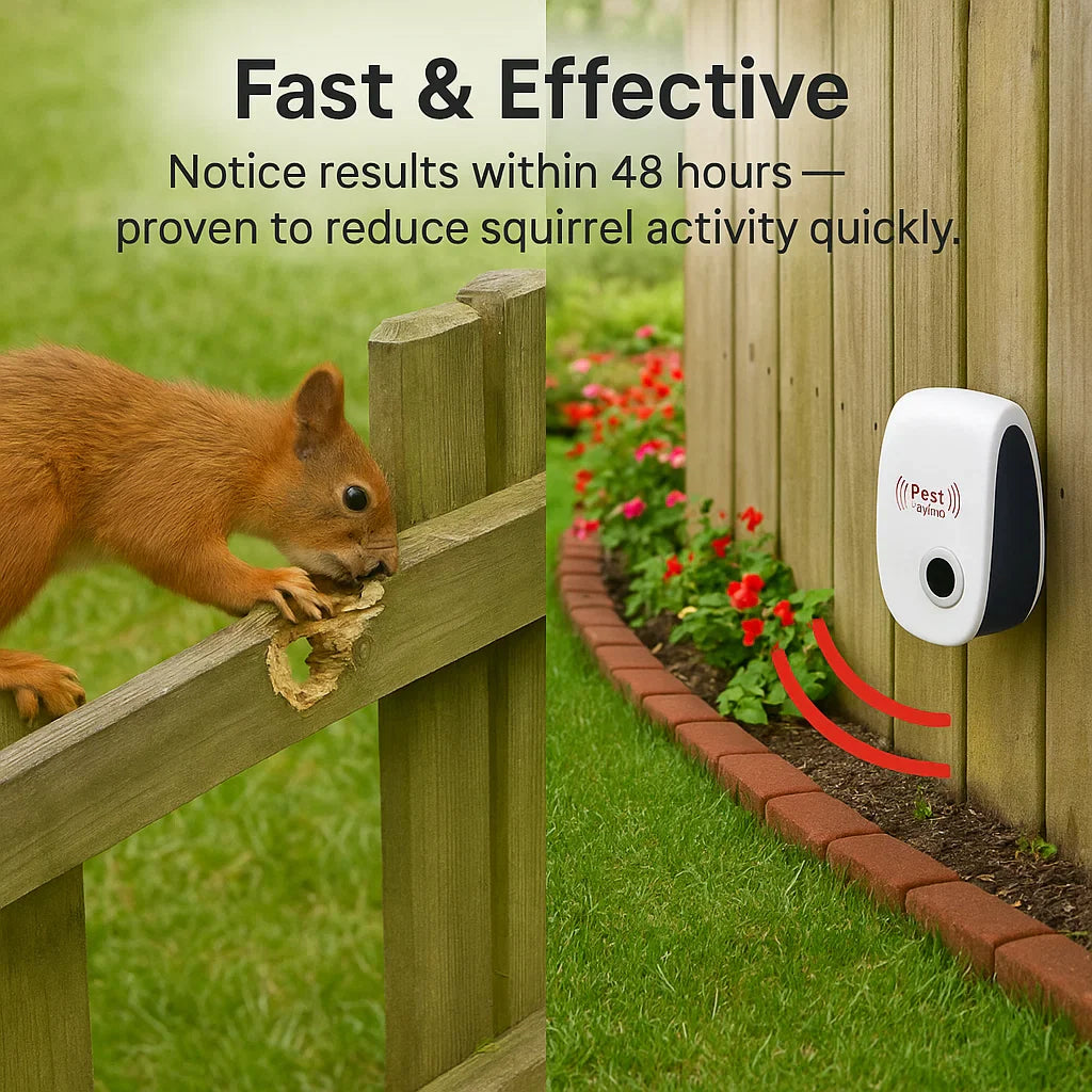 BowLift | Ultrasonic Squirrel Repeller Device - Effective Pest Control to Deter Squirrels in 48 Hours for Gardens & Yards
