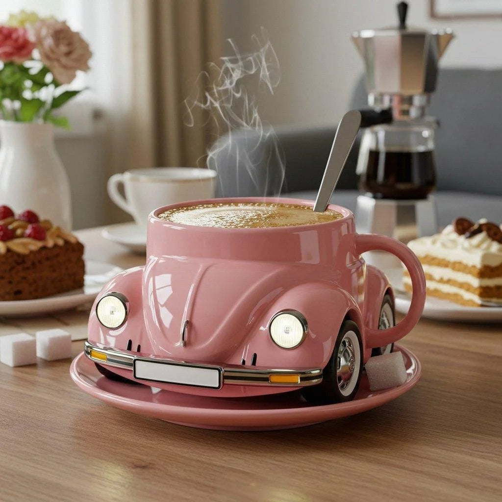 BowLift | RetroCar Ceramic Coffee Mug – Unique 3D Design for Coffee & Tea