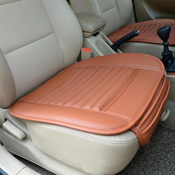 Car Seat Cushion with Leather Cover and Bamboo Charcoal, Front or Rear Seat