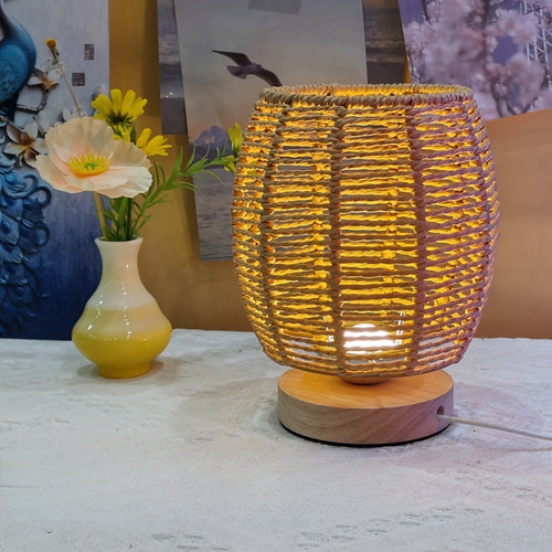 EcoLoom Table Lamp – Handmade Wood with LED Bowlift