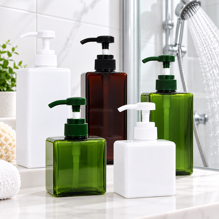 Refillable Square Pump Bottle Set for Liquid Soap and Shampoo Bowlift