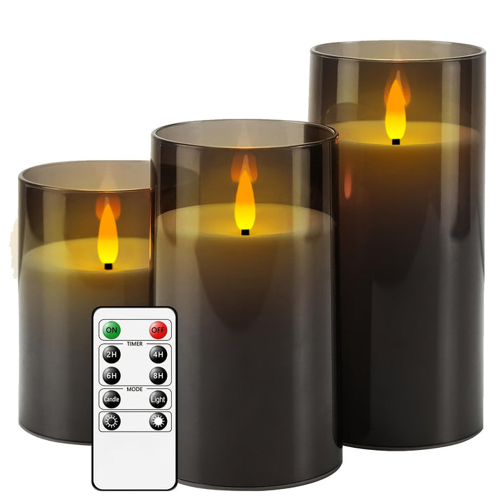 FlamelessGlow – Gray LED Candle with Timer Bowlift