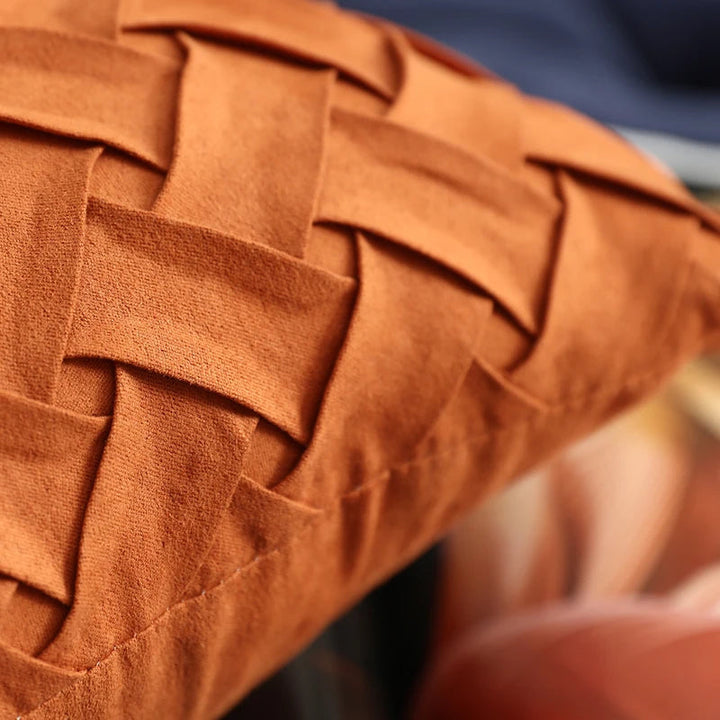 BowLift | Solid Yellow, Brown, and Dark Red Faux Suede Cushion Cover
