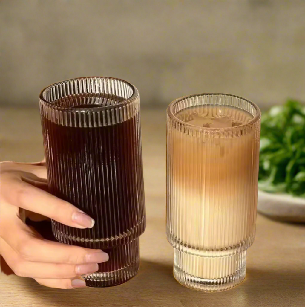 BowLift | 6Pc Ribbed Glasses Black