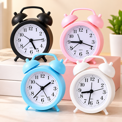 Retro Twin-Bell Quartz Analog Alarm Clock Bowlift