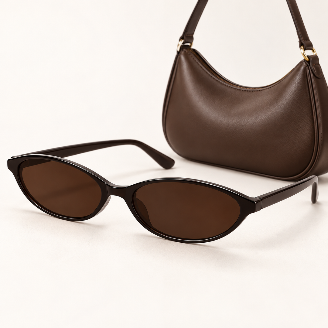 Oval Blue-Light Blocking Retro Sunglasses with Slim Acetate Frame Bowlift