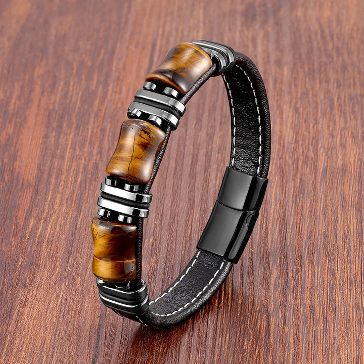 BowLift | Leather Bracelet with Tiger Eye Natural Stone