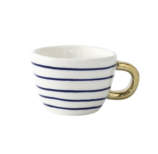 BowLift | Cup with abstract geometric pattern and gold handle