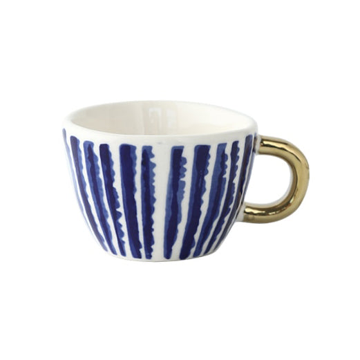 BowLift | Cup with abstract geometric pattern and gold handle