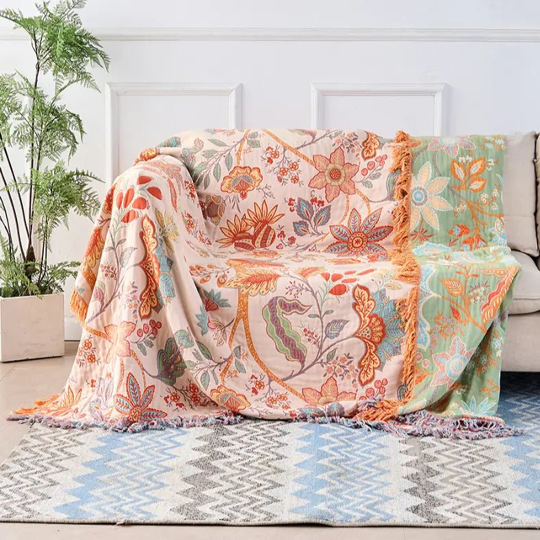BowLift | BohoWeave – Cotton Reversible Blanket with Jacquard Boho Pattern