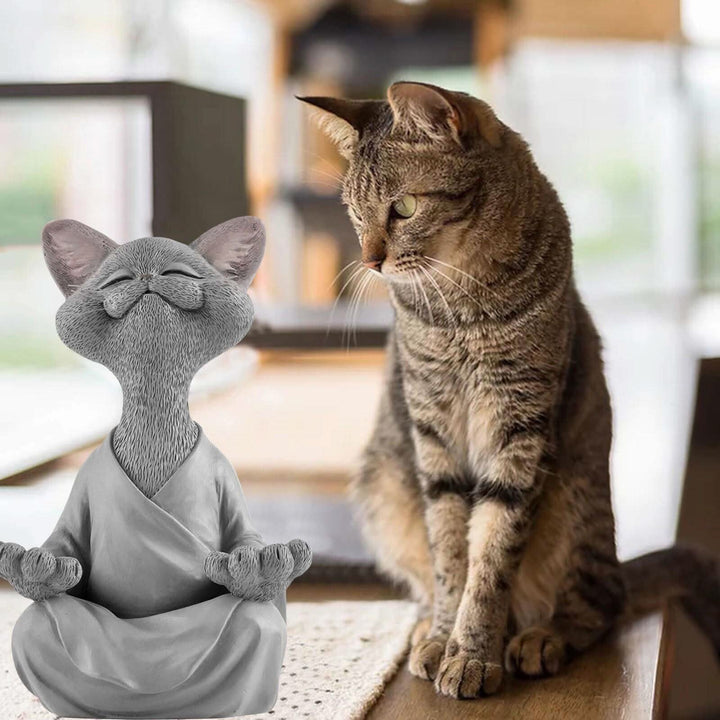 BowLift | Buddha Cat Figurine – Zen Garden Decoration