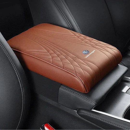 Armrest height cushion for the car – faux leather cover for the center console, with logo selection
