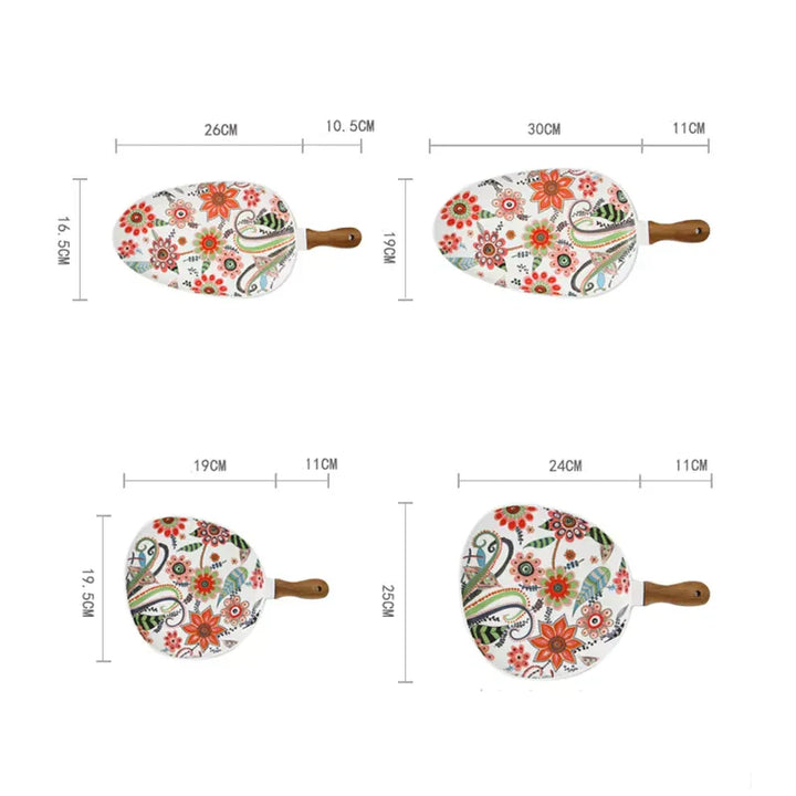 BowLift | Elegant Nordic Ceramic Dinner Plates with Wooden Handle