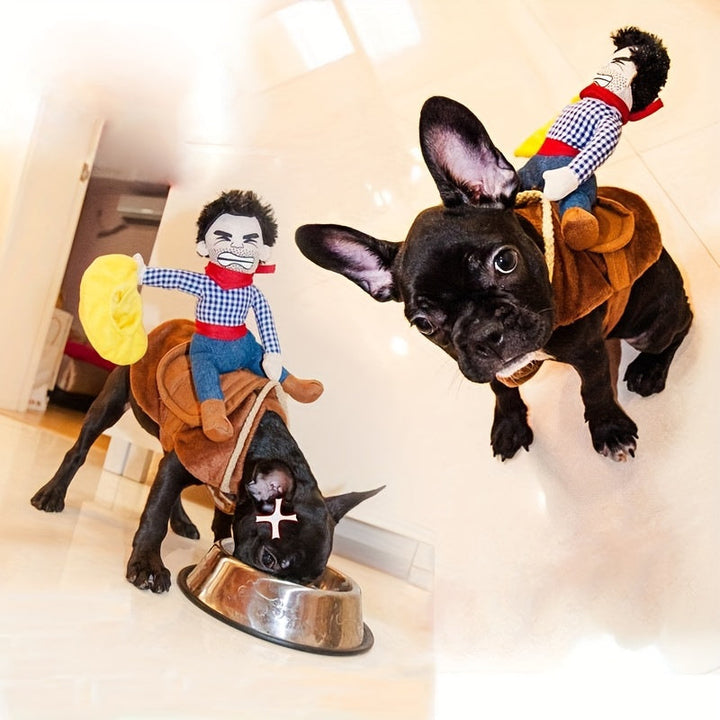 BowLift | Funny Rider Dog Halloween Costume | Plush Saddle Outfit