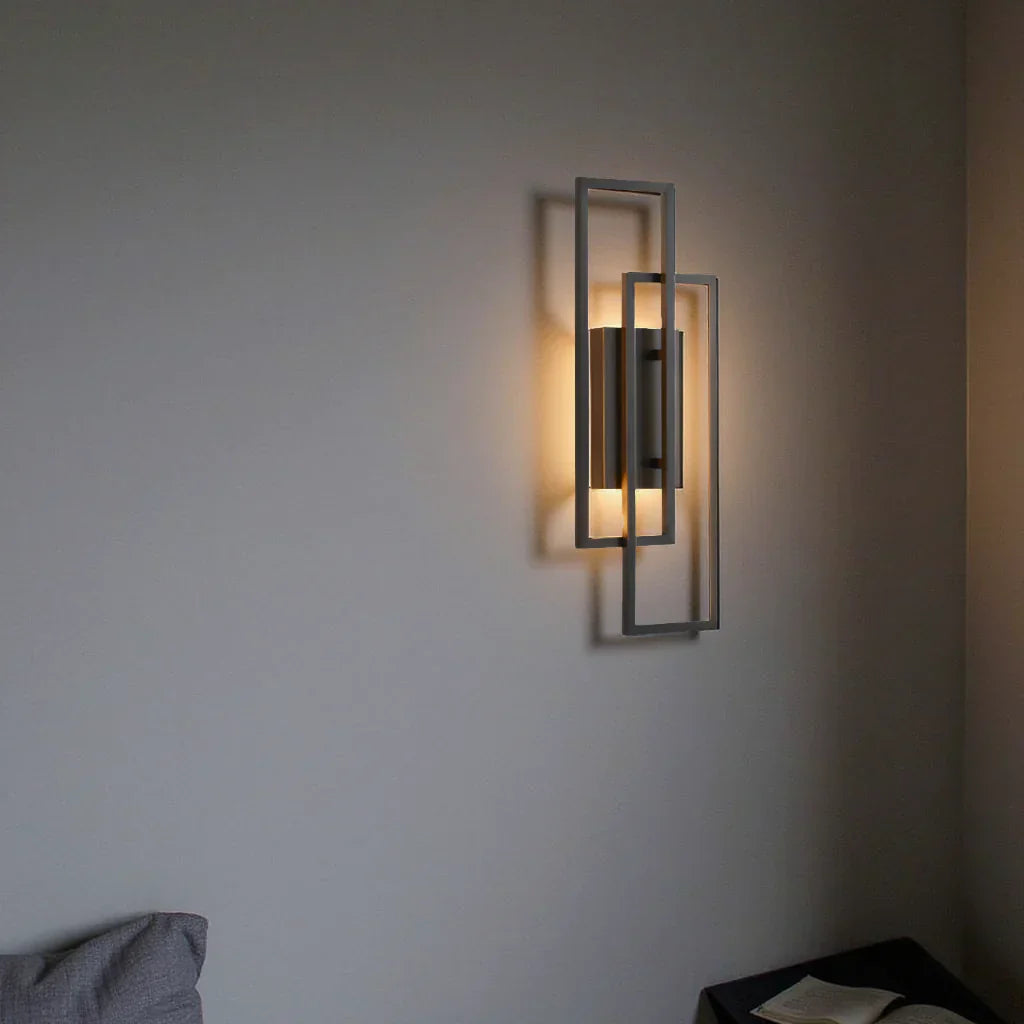 BowLift | Modern Geometric LED Wall Light – Rectangle Design with Remote Dimming (Black or Copper Finish)