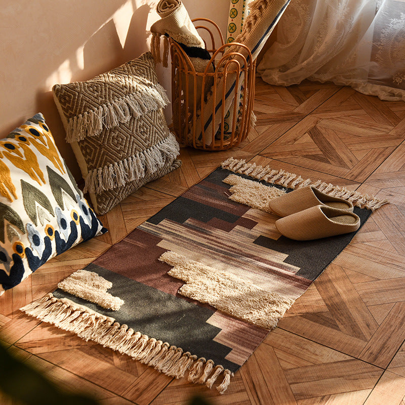 BowLift | Minimalist Cotton and Linen Tassel Woven Floor Mat